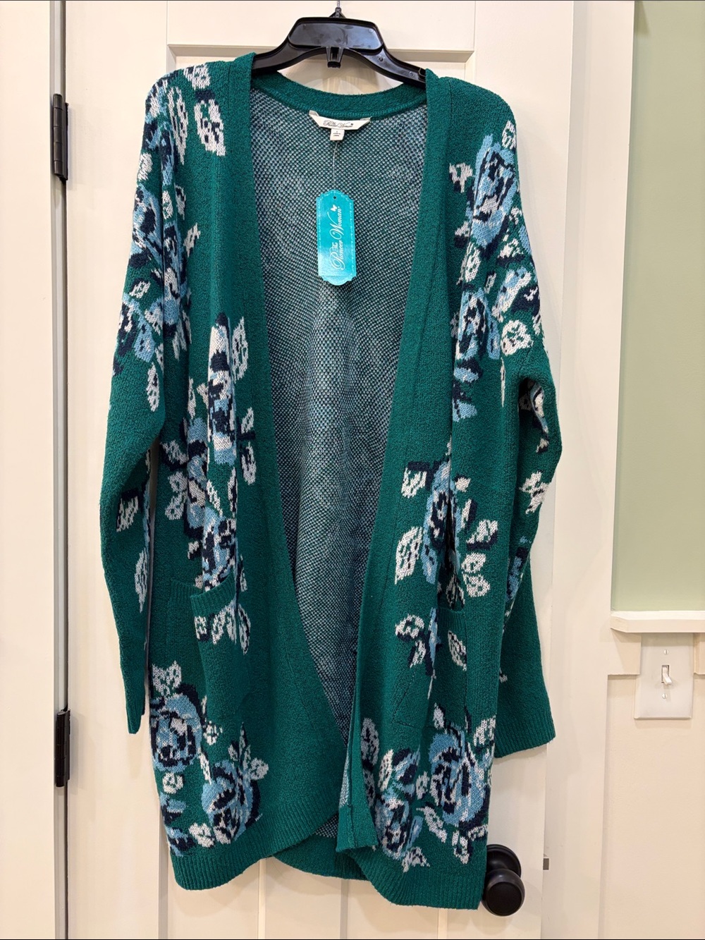 The Pioneer Woman Teal Floral Open-Front Cardigan